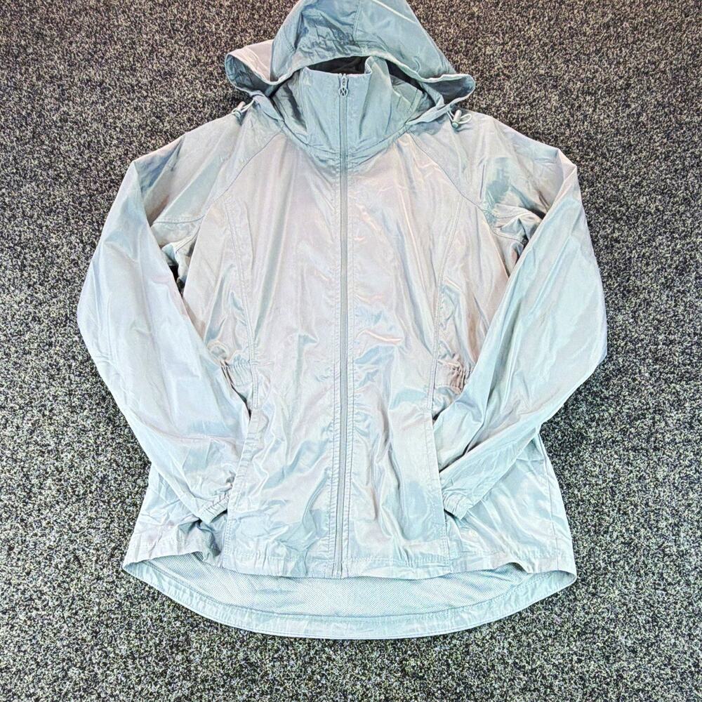 Layers Quick-Dry Women's Gray Hooded Full Zip Windbreaker Jacket, Size S